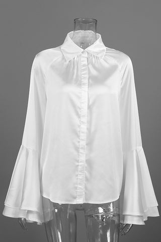 Flared-Sleeve Button-Front Blouse