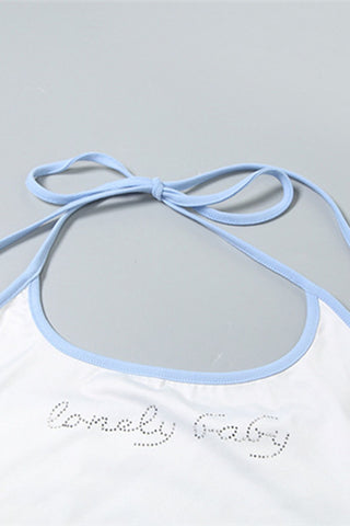 Halter Neck Casual Crop Top Set