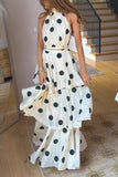 Polka Dot Ruffle Halter Dress