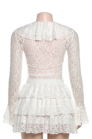 Lace Ruffled Skirt Set