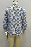 Patterned Button-Front Blouse