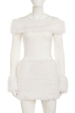 Off-Shoulder Faux Fur Mini Dress