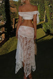 Off-Shoulder Lace Skirt Set