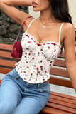 Floral Ruffle Trimmed Corset Tank