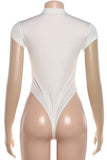 Zip-Front Bodysuit with Short Sleeves