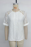 Lace-Sleeve Casual Blouse