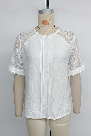 Lace-Sleeve Casual Blouse