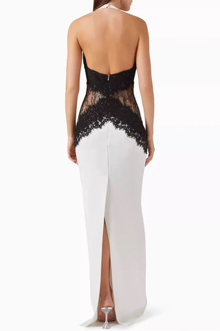Elegant Lace Panel Maxi Dress
