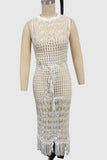 Fringe-Trim Crochet Cover-Up Dress