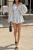 Dot Print Puff Sleeve Mini Dress
