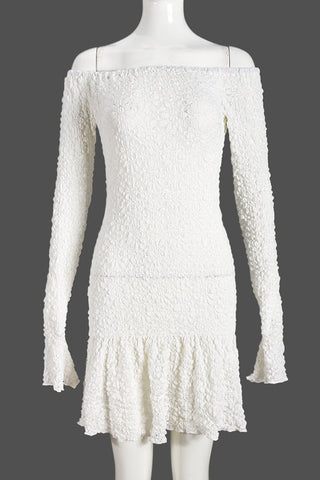 Off-Shoulder Textured Casual Dress