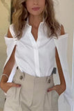 Cold Shoulder Button-Up Blouse