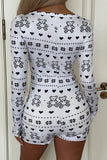 Button-Front Printed Romper