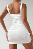 Double Strap Ruched Mini Dress