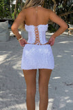 Textured Corset Skirt Set