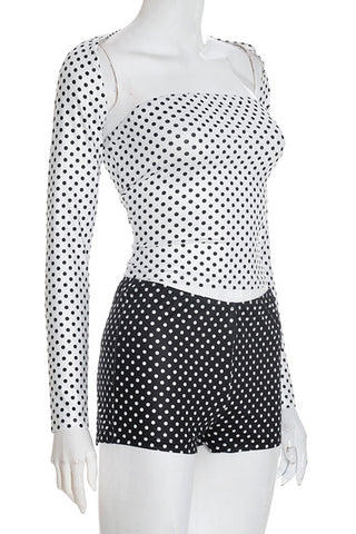 Polka Dot Long Sleeve Short Set