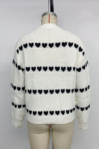 Heart Pattern Knit Sweater