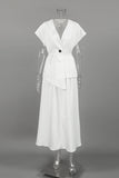 Elegant Buttoned Skirt Set