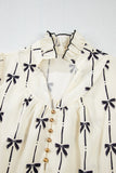 Bow Print Ruffle Mini Dress