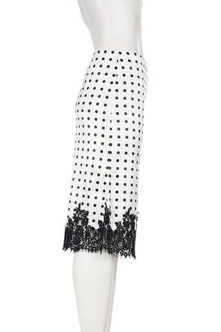 Lace Trim Polka Dot Skirt
