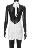 Halter-Neck Ruched Mini Dress