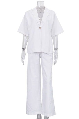 Short Sleeve Blazer and Pants Set