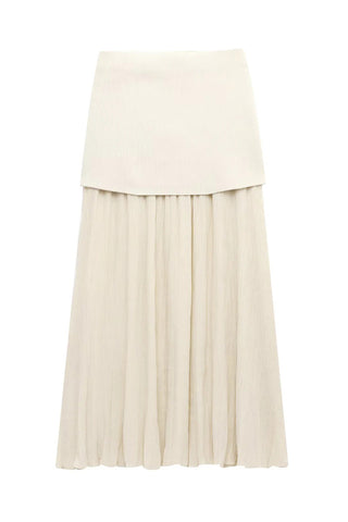 Button Vest and Pleated Skirt Set