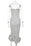Polka Dot Strapless Midi Dress