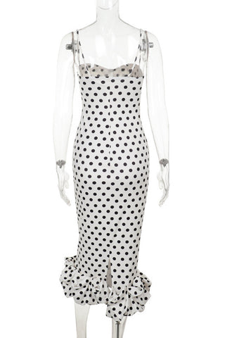 Polka Dot Strapless Midi Dress