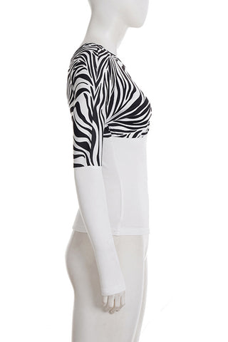 Asymmetrical Zebra Print T-Shirt