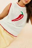 Chili Pepper Knitted Sleeveless Sweater