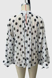 Polka Dot Blouse with Flowing Sleeves