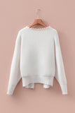 Pearl-Embellished Open Front Cardigan