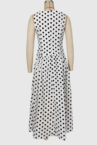 Polka Dot Sleeveless Casual Dress