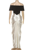 Off-Shoulder Draped Evening Gown