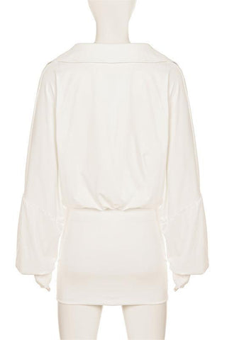 Draped Collar Casual Dress