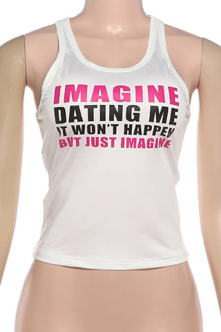 Graphic Text Racerback Tank Top