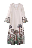 Nature Print Bell Sleeve Dress