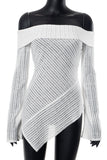 Off-Shoulder Asymmetrical Ribbed T-Shirt