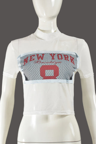 Mesh Graphic Cropped Tee