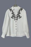 Patterned Button-Front Blouse