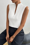 Ribbed High-Neck Sleeveless Top