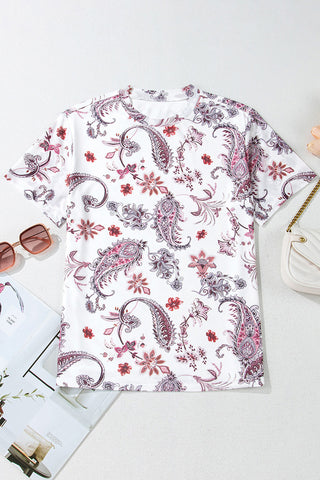 Paisley Print Crewneck T-Shirt