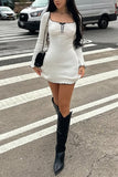Ruffle Trim Casual Dress