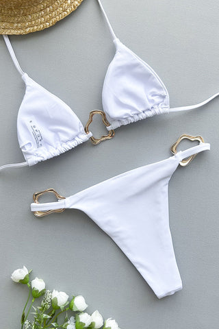 Chic Two-Piece Bikini Set with Gold Accents