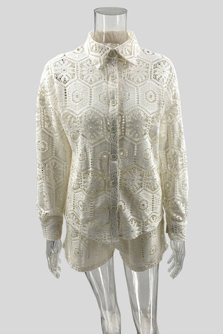 Lace Long-Sleeve Short Set