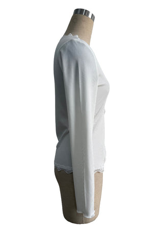 Lace-Trim Button-Front Blouse