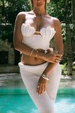 Pearl Trim Crop and Skirt Set