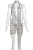 Halter Neck Cocktail Dress with Scarf