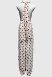 Polka Dot Halter Evening Dress